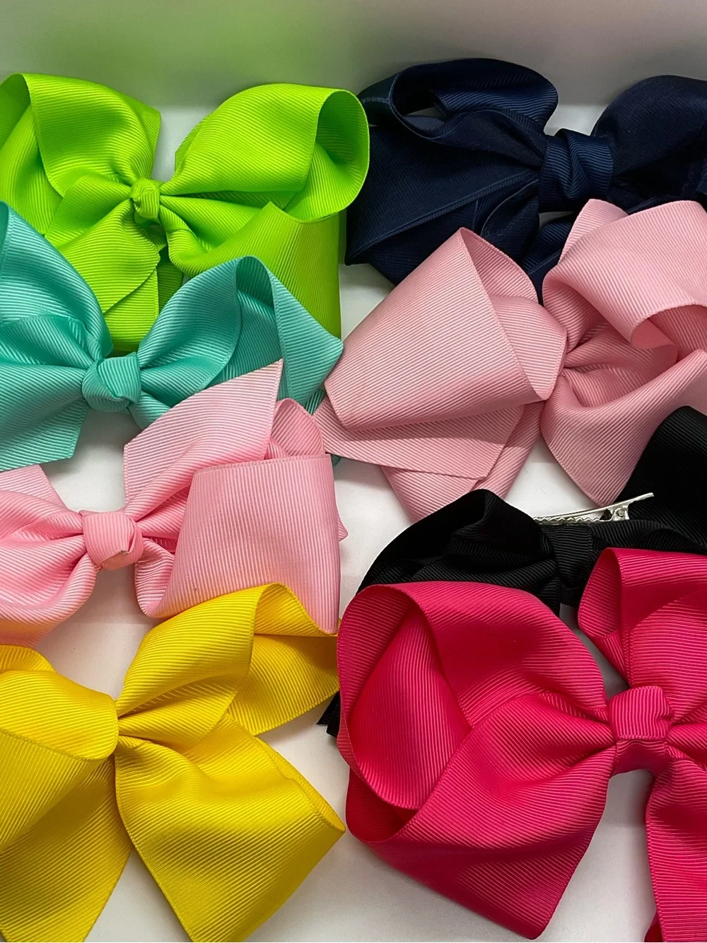 Girls Assorted Color Grosgrain Hair Bows Bundle of 8 Cheerleading Dance School
